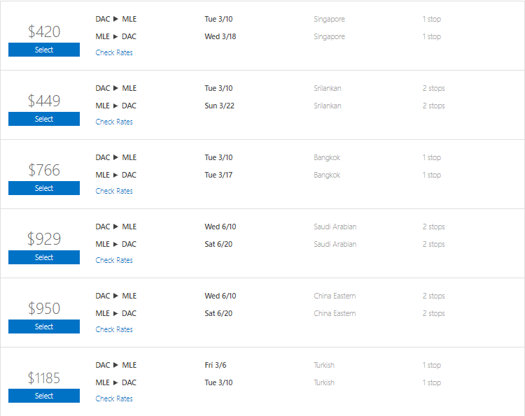 Dhaka to Maldives Cheap Flight